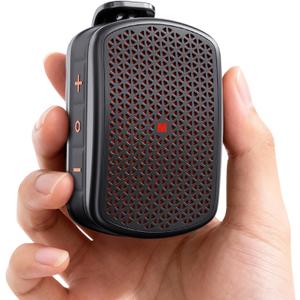 Wearable Bluetooth Speaker with Magnetic Clip, IPX7 Waterproof Mini Personal Speaker for Construction Job Site, Golf Cart, Hiking, Small Clip on with Mic, BT 5.4, TWS, Black