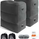 JefDiee Inflatable Foot Rest Pillow, Kids Airplane Bed, Adjustable 3 Layers Height Leg Rest Pillow, Airplane Travel Essentials Great for Airplane, Office, Home, Trains, Cars