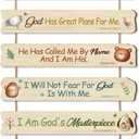 I am A Child of God Wood Sign,Woodland Animals Hanging Wooden Sign,Bible Verses Door Hanging,Christian Religious Wall Plaque,Inspirational Quotes Door Sign for Christian Nursery Home Room