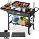 Outdoor Grill Table, Blackstone Griddle Stand, 440lbs Folding Grill Cart, Pizza Oven Table Stand for Onni,Food Prep Table with Wheels for Outdoor BBQ Camp Ninja Woodfire Grill Stand, 31" W x 17" D