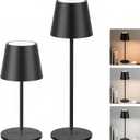 Rechargeable Cordless Table Lamp 2Piece Set Battery-Powered Wireless Desk Lamp Portable Indoor/Outdoor Desk Lamp for Camping, Dining Room, and Kitchen Black (Black Table Lamp Set 2 Pieces)