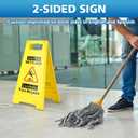 2-Pack Caution Wet Floor Sign,17.5" Height,Bright Yellow Double-Sided Folding A-Shaped Frame Design, Bilingual Caution Message