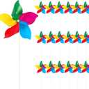 NOVWANG 10 Pack Rainbow Pinwheels, Kids' Party Gifts Flower Wind Spinners, DIY Windmill Crafts, Festival Birthday Colorful Outdoor Decorations for Garden, Lawn, Yard, Patio, Camping, Park