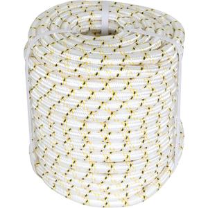 3/4 x 150FT, High Force Braided Polyester Arborist Tree Rope, 24 Strand Bull Rope, Pulling Rope, Heavy Duty Tree Rope for Swings, Camping (White, Yellow, Black)