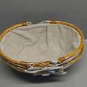 2 Pack Medium Size Wicker Basket with Handle, 12.6x9x4.7 inch Wicker Picnic Basket with Liner, Empty Gift Basket, Oval Willow Woven Basket for Fruit, Candy, Gathering, Wedding, Picnic, by,GNIEMCKIN