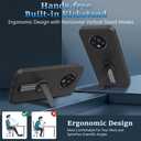 Compatible with Orbic Joy2 2024 Phone Case with Tempered Glass Screen Protector, 360 Rotatable Folding hidden Kickstand/Stand Silicone Shockproof Protective Cover Case for Orbic Joy 2 - Black