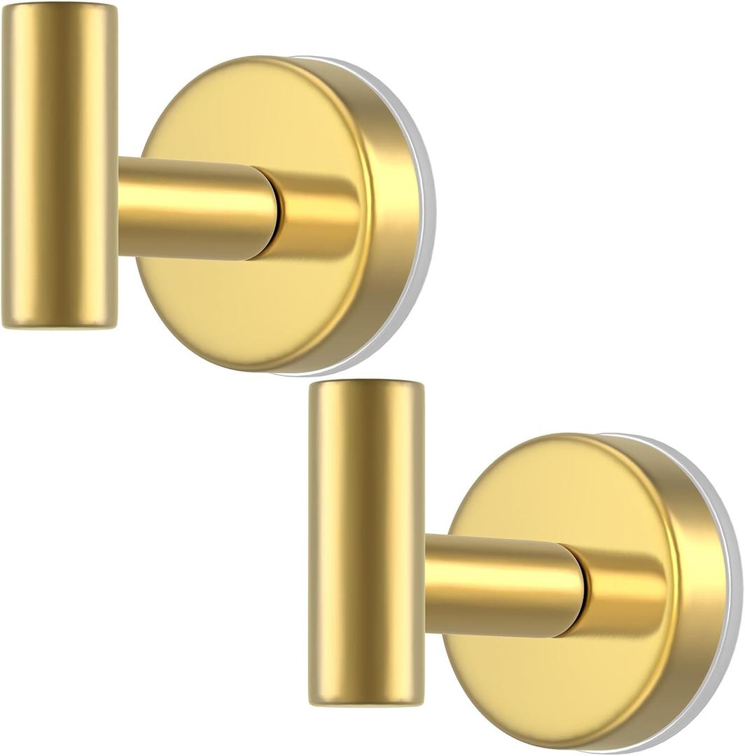 Suction Cup Hooks for Shower, Stainless Steel Shower Hooks for Hanging Towels, Robes, Bath Balls, Towel Hooks for Bathroom Wall, Glass Door, Kitchen, Mirror, Tile (2 PackGold)