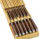 Bamboo Kitchen Drawer Knife Block, In drawer Knife Holder, Knife Drawer Organizer fit for 13 knives