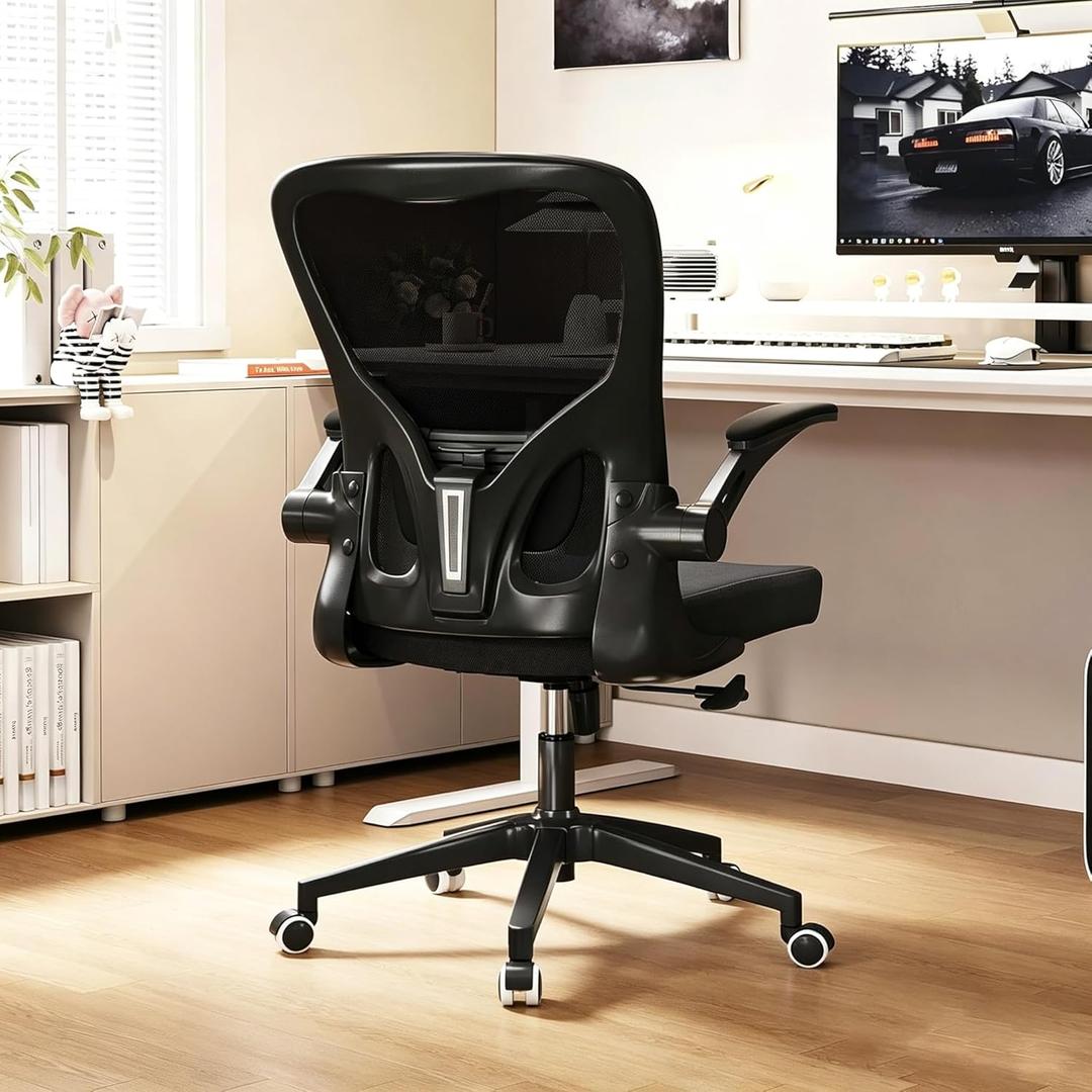 Ergonomic Office Chair, High-Back Mesh Computer Desk Chair with Adjustable Height, Lumbar Support, Flip-Up Armrests,and Swivel Rolling Design for Home and Office Use