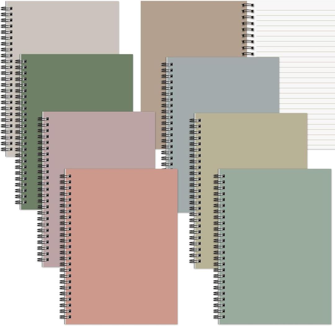 8 Pack Spiral Notebook A5 8.3 x 5.7 Inch College Ruled Spiral Journal Notebook 100 Pages/50 Sheets School Professional Journaling Notebooks for Business Work School Office Supplies(Morandi Colors)