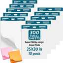 Sticky Easel Pad - 25 x 30 Inches  Large Chart Paper for Teachers - Self Stick Easel Pad for Office Classroom - Resistant Easel Paper- 2 Little Bonus Sticky Notes - 30 Sheets/Pad,10 Pads
