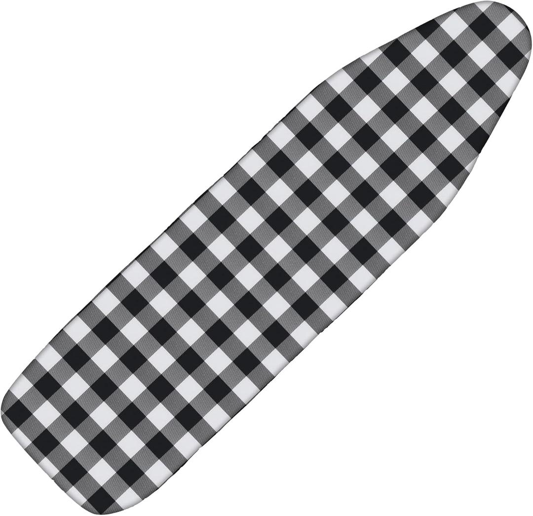 Tegeme Ironing Board Cover and Pad 15 x 54 Inch Cotton Thick Padded with Elastic Edge and Hook and Loop Laundry Room Decor Fits Standard Size(Buffalo Check)
