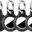 MOLOSLEEVE 4-Pack Waterproof Holder for AirTag 2nd & 1st Gen, 4 Black | Full-body waterproof and shockproof holder with secure keychain for keys, luggage, bags and dog collars