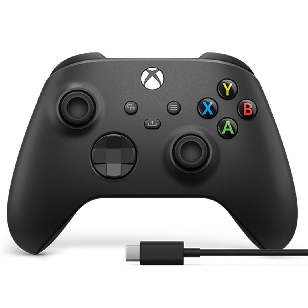 Xbox Wireless Gaming Controller + USB-C® Cable (2025) – Carbon Black – Play on Xbox, Windows, Android, iOS, FireTV Sticks, Smart TVs, VR Headsets