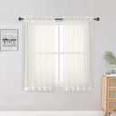 OWENIE Sheer Ivory Curtains 84 Inch Length 2 Panels Set for Living Room Bedroom, Rod Pocket Voile Sheer Panel Drapes, Ivory, 2pcs, Each 42" W x 48" L