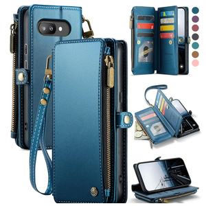 Defencase for Google Pixel 9a Case Wallet with RFID Blocking Card Holder for Women Men, Fashion PU Leather Magnetic Snap Flip Zipper Wrist Strap Wallet Phone Case for Google Pixel 9A 6.3", Dark Blue