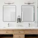 ANDY STAR 40x32 Inch Brushed Nickel Bathroom Mirror, Rounded Rectangle Bathroom Vanity Mirrors for Wall, Anti-Rust SUS304, Seamless Tube Metal Frame, 1’’ Deep Wall Mounted Vertically/Horizontal