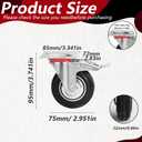 3 Inch Caster Wheels Set of 4, Heavy Duty Casters with Brake, Rubber Locking Casters for Cart, Workbench,Black (3"(2 Fixed+ 2 Swivel with Brake), 4)