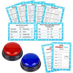 Christian Bible Friendly Feud Game with 2 Answer Buzzers, Family Feud Games Card Game Night Church Group Fun Trivia Quiz for Party Office Class Team Building