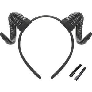 MOSTORY Sheep Horns Headband - Adult Demon Horns Harihoop for Renfaire, Halloween Cosplay (Black)