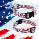 Tunkoo American Flag Dog Collar, Cute Adjustable Heart Collar for Boy and Girl Dogs Strong Plastic Buckle - for Small Medium Large Pets, M