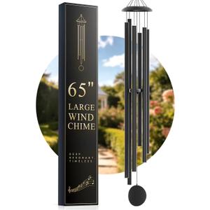 Large 65" Wind-Chimes-Outdoor-Deep-Tone, Soothing Melodic Tones Windchimes, Wind Chimes for Outside, Black Memorial Wind Chime Best Gift for Mom Women Grandma Neighbors