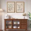 Vintage Botanical Wall Art Neutral Floral Prints Farmhouse Flower Canvas Wall Decor Watercolor Wildflower Pictures Nature Minimalist Artwork for Living Room Bedroom 12x16 Inch Wood Framed Set of 2
