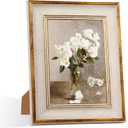 5x7 Picture Frame Retro White Gold Line Vintage Picture Frames Antique Photo Frame Wall Hang Desktop Decor Display Mothers Day Birthday Gifts for Mom Grandma Women