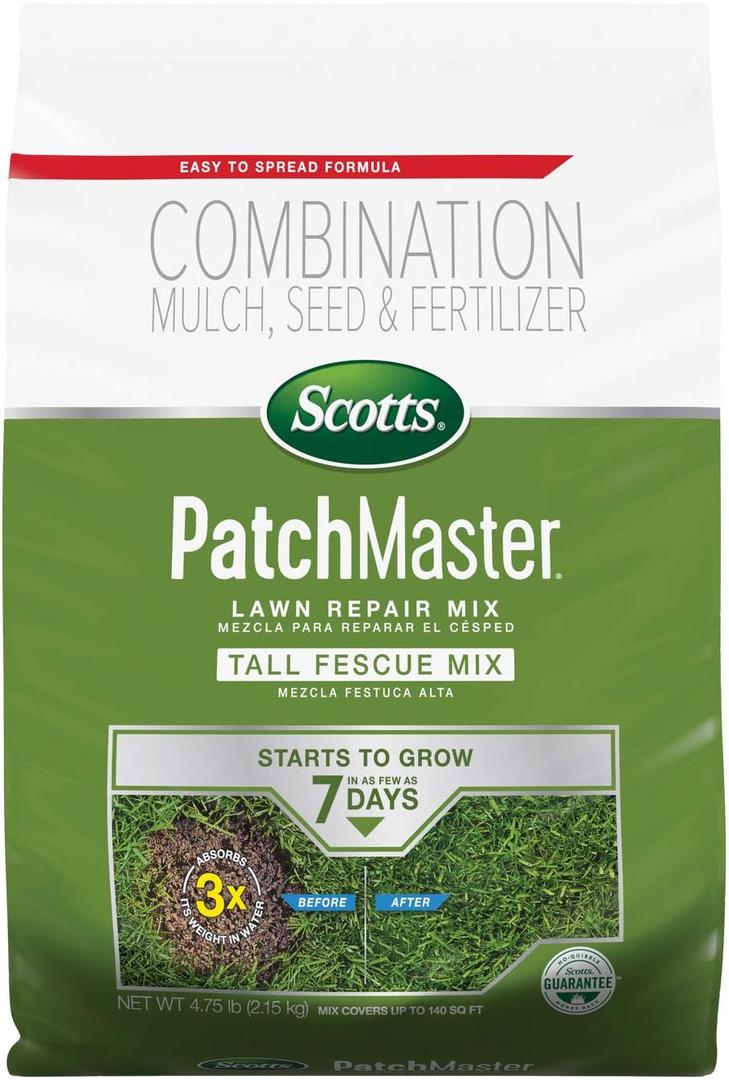 Scotts PatchMaster Lawn Repair Mix Tall Fescue Mix, Combination Grass Seed, Fertilizer, and Mulch, 4.75 lbs.