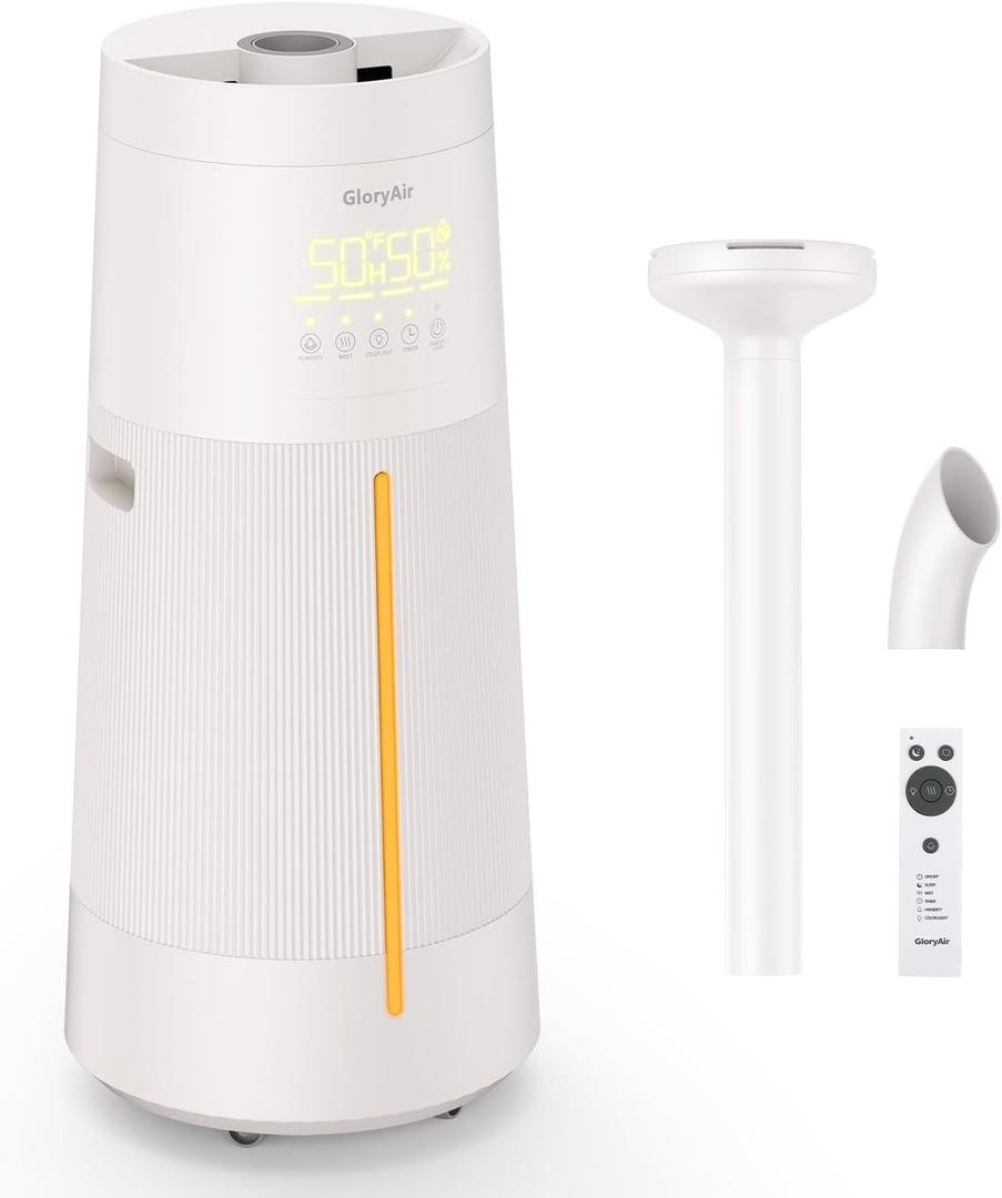 GloryAir Humidifier Large Room - GloryAir 6.3Gal/24L 4X Atomizers Top Fill Whose House Large Cool Mist Quite Humidifiers 1500mL/h for Home Bedroom 3000 ft with Auto Mode for Commercial Office Plants