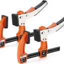 Jorgensen 4-inch Bar Clamp Set, Ratcheting Bar Clamp for Woodworking, Quick Release Gear Clamp with 600 lbs Load Limit - 2 Pack