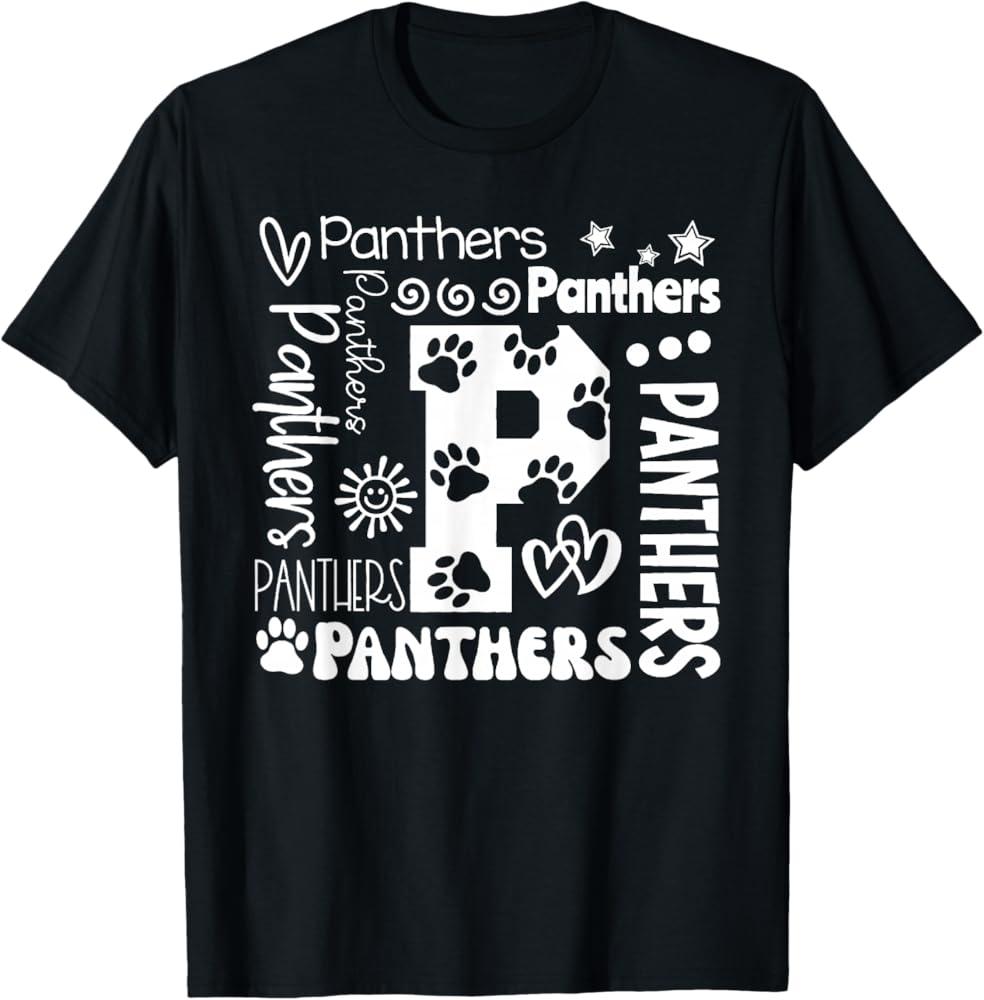 Vintage Panthers School Sports Name for Men Women Kids T-Shirt (Black, L)