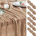 Wokceer Cheesecloth Table Runner 6Pack 10FT Nude Brown Boho Gauze Cheese Cloth Table Runner for Party Long Rustic Sheer Table Runners for Baby Bridal Shower Wedding Easter Table Decor