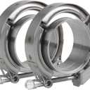 2.5 inch Quick Release V Band Clamp with Male Female Flanges 304 Stainless Steel, 2pcs 2.5