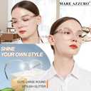 MARE AZZURO Large Bling Reading Glasses Women Trendy Round Readers  (Transparent, 1.00)