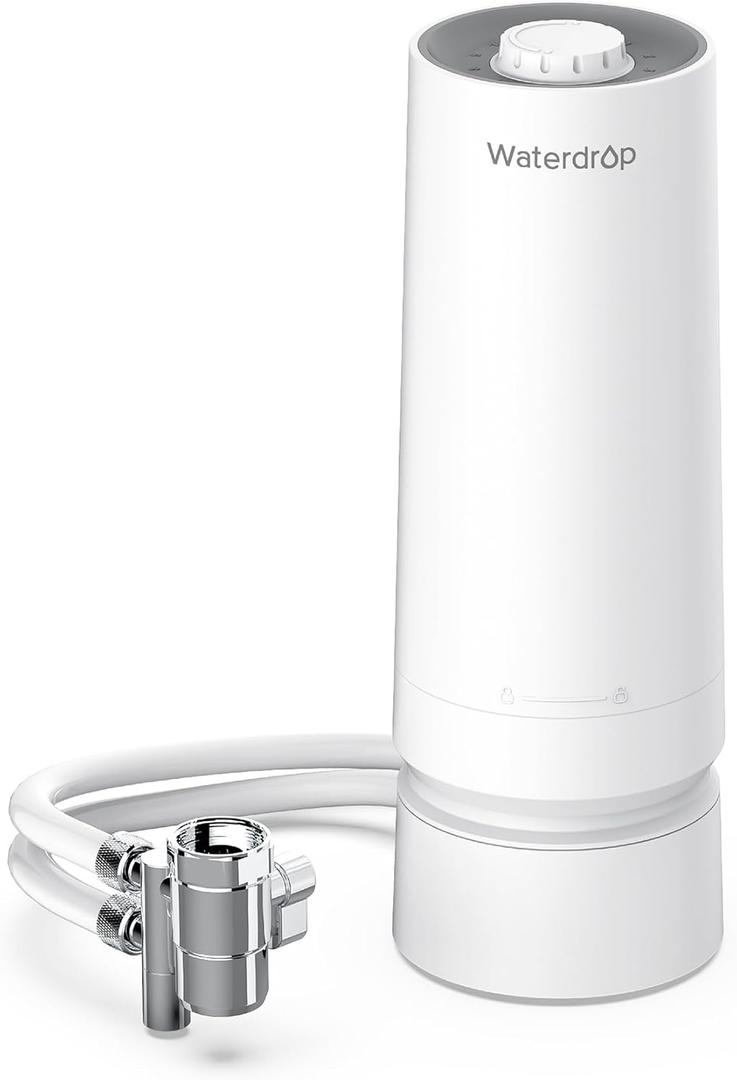 Waterdrop Water Filter for Sink Faucet, 4000 Gallons Countertop Water Filter System and Filter Life Reminder, Reduces Heavy Metals, Bad Odor, and 99% Chlorine, WD-CTF-06 (1 Filter) (Plastic White)