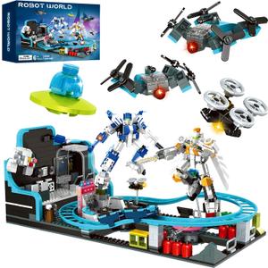 Toptrend Space Roller Coaster Toy, 1293pcs Robot STEM Building Toys Coaster Set for Kids 6-7 8-12 8-14, Creative Engineering Christmas Stockings Stuffers Gifts for 6 7 8 9 10 11 12 13 14 Year Old Boys