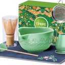 510mL Matcha Whisk Set: 8 Pcs Complete Ceramic Matcha Kit with Handcrafted Bamboo Chasen & Bowl - Frothy Tea Ceremony, Romantic Morning Ritual - Gift for Mom & Beginners