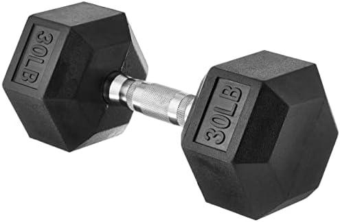 Amazon Basics Rubber Hex Dumbbell Hand Weight, 30 Lbs 