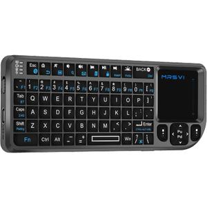 Mini Keyboard with Touchpad, Bluetooth + 2.4G Dual-Mode Ultra-Thin Portable Keyboard | Rechargeable Keyboard with 7-Color Backlit for Tablet/PC/phone/TV, Suitable for travel, office, and home use (Black)