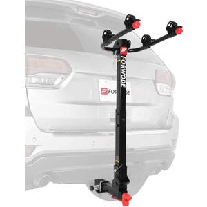 Forwode 2 Bike Hitch Mount Rack, Tiltable Foldable Bicycle Carrier Wobble Free Locking Hitch Quick Release 2-Inch Receiver Black (B-Standard pro Version, 2Bike)
