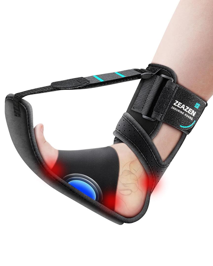 Plantar Fasciitis Brace Night Splint, Adjustable Foot Support for Heel Spur, Foot Drop & Achilles Tendonitis Relief, Comfortable Day & Night Use for Men and Women (Black, Medium)