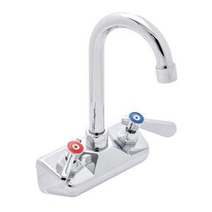 DuraSteel Commercial Hand Sink Faucet - 4 Inch Center Wall Mount Handwash Sink Faucet with 3-1/2" Gooseneck Spout - CEC Certified Saving Water - Dual Swing (3-1/2" Gooseneck - Lever)