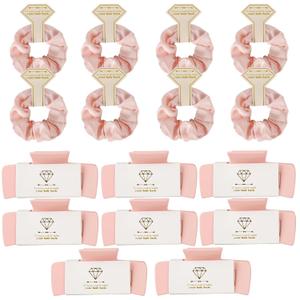 Bridesmaid Scrunchies Proposal Gifts 4.1 Inch Square Set of 8 Bachelorette Hair Claw Clips ideas Bridal Shower Gift for Wedding Party Favors (16pcs Pink)