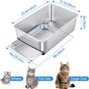 Stainless Steel Litter Box with Pull-Out Pan, 23.6" L x 15.7" Drawer Type Semi-Enclosed Cat Litter Box with Litter Scoop for Big Cat Easy Cleaning