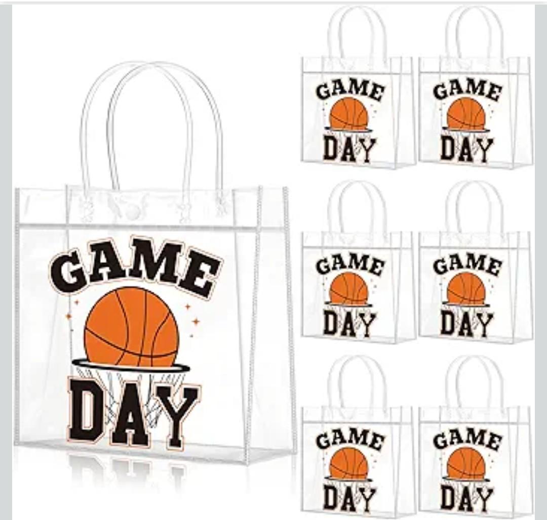 Wesnoy 20 Pcs Basketball Goodie Bags Basketball Party Favor with Handles Reusable Sport Themed Treat Bags for Candy Birthday Party Supplies 8 x 8 x 3.15''
