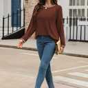 Long Sleeve Shirts for Women Fall Business Casual Blouses Crewneck Pleated Work Tunic Tops 2025 (M)