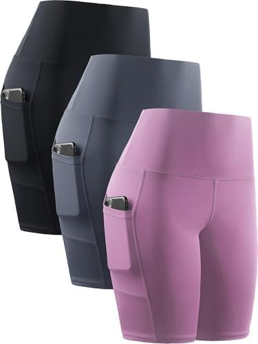 NELEUS Women's 8" Biker Shorts High Waist Tummy Control Workout Running Shorts for Gym Yoga XL
