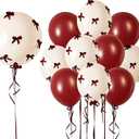 Burgundy Bow Balloons Red and White Balloons with Bows Party Decorations Wine Red Bow Balloons BoBo Balloons Coquette Bow Party Women Birthday Decor Bridal Shower Bridal Engagement Party Decorations