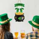 St Patricks Day Decorations St Patricks Day Wreath Door Decorations Wooden Wreaths for Front Door Hanger Gold Coin Jar Leprechaun Feet Welcome Sign Hanging Decor for Porch Wall Indoor Home Decor